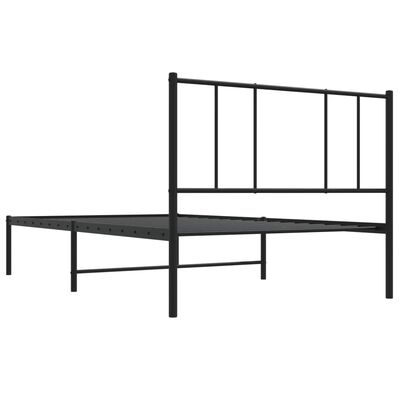 vidaXL Metal Bed Frame without Mattress with Headboard Black 107x203 cm