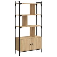 vidaXL Bookcase with Doors Sonoma Oak 76.5x30x154.5 cm Engineered Wood