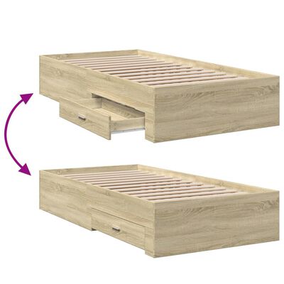 vidaXL Bed Frame with Drawers without Mattress Sonoma Oak 90x200 cm