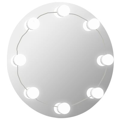 vidaXL Wall Mirror with LED Lights Round Glass