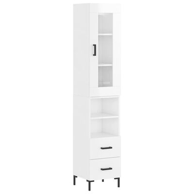 vidaXL Highboard High Gloss White 34.5x34x180 cm Engineered Wood