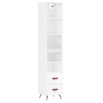 vidaXL Highboard High Gloss White 34.5x34x180 cm Engineered Wood