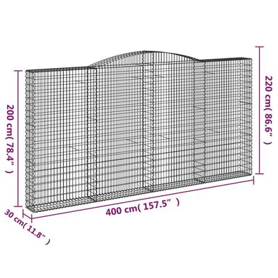 vidaXL Arched Gabion Baskets 5 pcs 400x30x200/220 cm Galvanised Iron