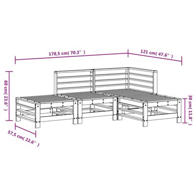 vidaXL 4 Piece Garden Lounge Set Black Solid Wood Pine