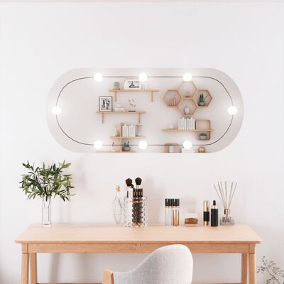 vidaXL Wall Mirror with LED Lights 40x90 cm Glass Oval