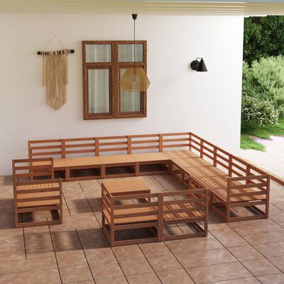 vidaXL 14 Piece Garden Lounge Set Solid Pinewood