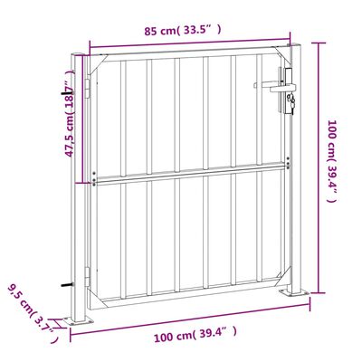 vidaXL Garden Gate 100x100 cm Stainless Steel