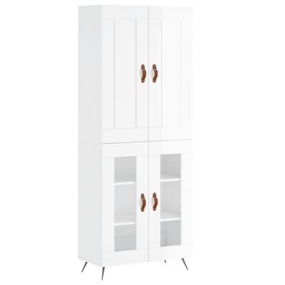 vidaXL Highboard High Gloss White 69.5x34x180 cm Engineered Wood