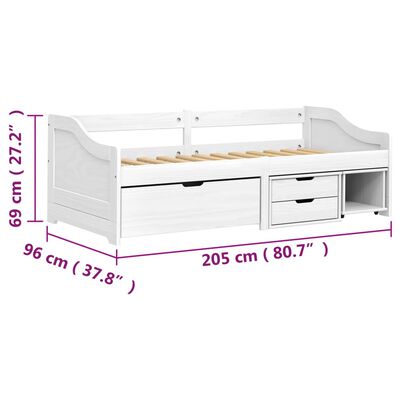 vidaXL Day Bed with 3 Drawers without Mattress "IRUN" White 90x200 cm