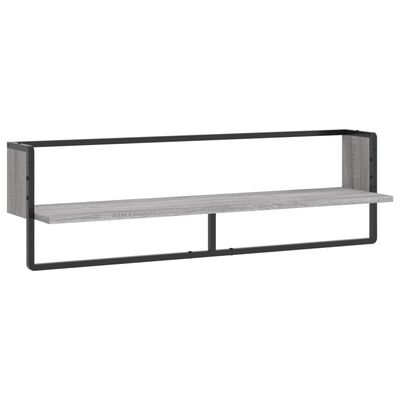 vidaXL Wall Shelf with Bar Grey Sonoma 100x25x30 cm