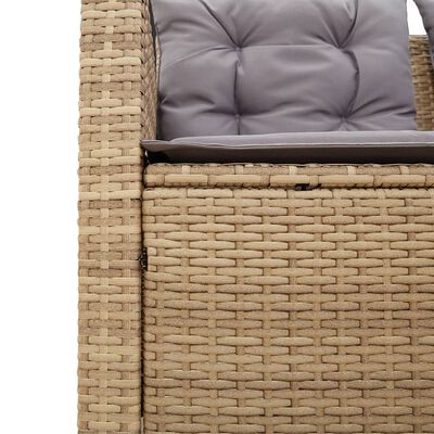 vidaXL Garden Sofa with Table and Cushions L-Shaped Beige Poly Rattan