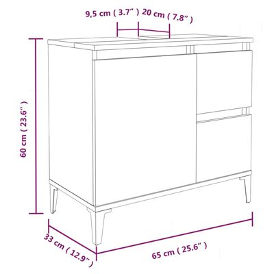 vidaXL Bathroom Cabinet Concrete Grey 65x33x60 cm Engineered Wood