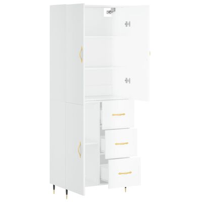 vidaXL Highboard High Gloss White 69.5x34x180 cm Engineered Wood