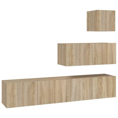 vidaXL 4 Piece TV Cabinet Set Sonoma Oak Engineered Wood