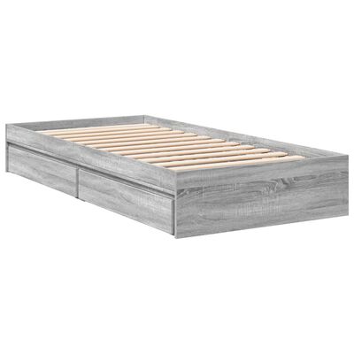 vidaXL Bed Frame with Drawers without Mattress Grey Sonoma 100x200 cm