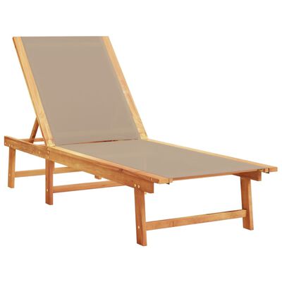 vidaXL Sun Lounger Taupe Solid Wood Acacia and Textilene