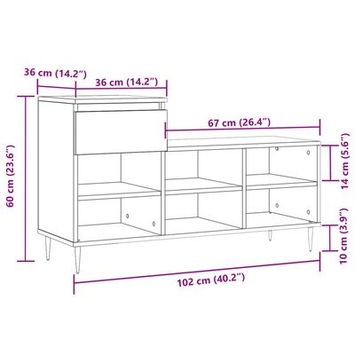 vidaXL Shoe Cabinet White 102x36x60 cm Engineered Wood