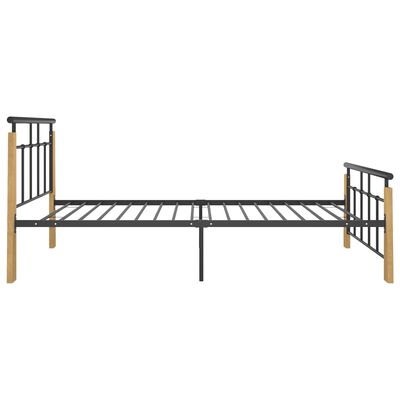 vidaXL Bed Frame without Mattress Metal and Solid Oak Wood 90x200 cm