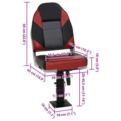 vidaXL Boat Seat with Pedestal Height Adjustable 360° Rotatable