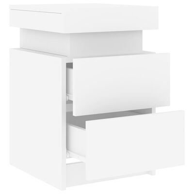 vidaXL Bedside Cabinet with LED Lights White 35x39x55 cm