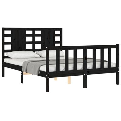 vidaXL Bed Frame without Mattress Black 140x190 cm Solid Wood Pine