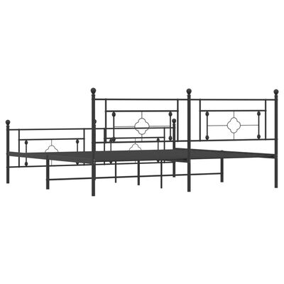 vidaXL Metal Bed Frame without Mattress with Footboard Black 200x200 cm