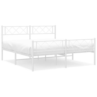 vidaXL Metal Bed Frame without Mattress with Footboard White 140x200 cm