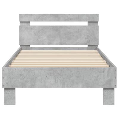 vidaXL Bed Frame without Mattress with Headboard Concrete Grey 75x190 cm Small Single