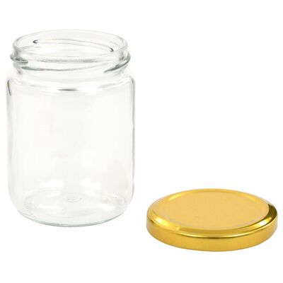 vidaXL Glass Jam Jars with Gold Lid 48 pcs 230 ml