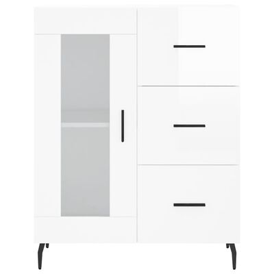 vidaXL Highboard High Gloss White 69.5x34x180 cm Engineered Wood