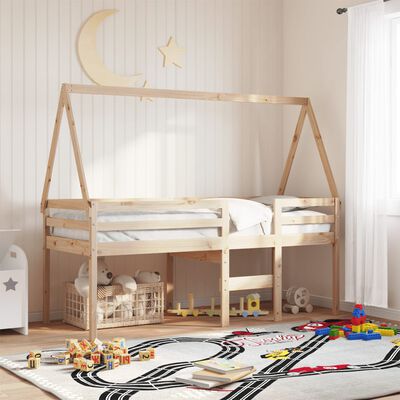 vidaXL High Sleeper Bed without Mattress 75x190 cm Small Single Solid Wood Pine