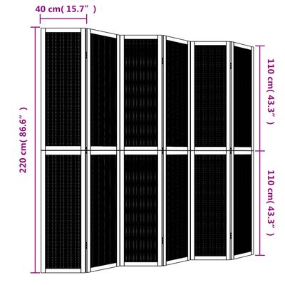 vidaXL Room Divider 6 Panels Brown Solid Wood Paulownia