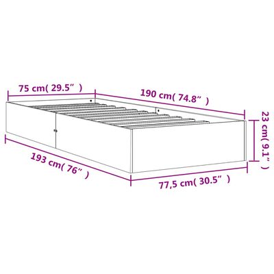 vidaXL Bed Frame without Mattress Wax Brown 75x190 cm Small Single Solid Wood Pine