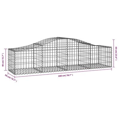 vidaXL Arched Gabion Baskets 5 pcs 200x50x40/60 cm Galvanised Iron