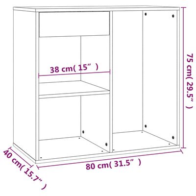 vidaXL Cosmetic Cabinet Brown Oak 80x40x75 cm Engineered Wood