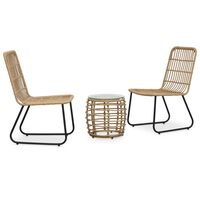 vidaXL 3 Piece Bistro Set Poly Rattan Oak