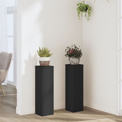 vidaXL Plant Stand 2pcs Black 17x17x60 cm Engineered Wood