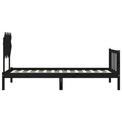 vidaXL Bed Frame without Mattress Black Single Solid Wood Pine