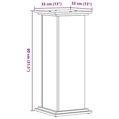 vidaXL Plant Stand Brown Oak 33x33x80 cm Engineered Wood