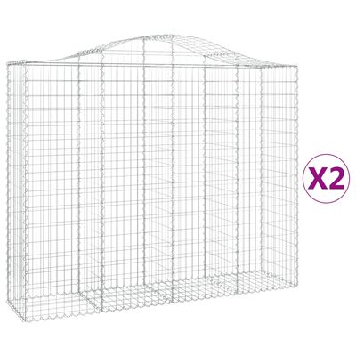 vidaXL Arched Gabion Baskets 2 pcs 200x50x160/180 cm Galvanised Iron