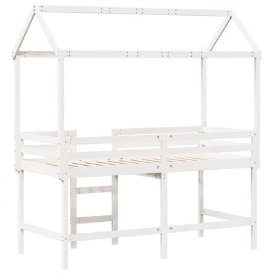 vidaXL Loft Bed with Ladder and Roof without Mattress White 80x200 cm