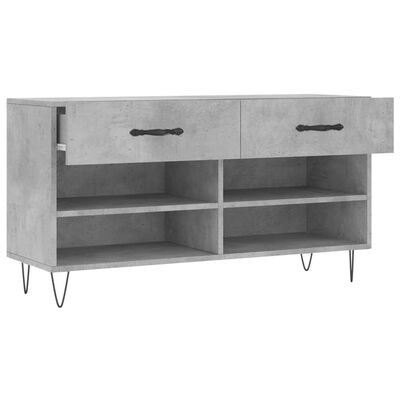 vidaXL Shoe Bench Concrete Grey 102x35x55 cm Engineered Wood