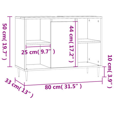 vidaXL Bathroom Cabinet White 80x33x60 cm Engineered Wood