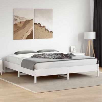 vidaXL Bed Frame without Mattress White 180x200 cm Super King Solid Wood Pine