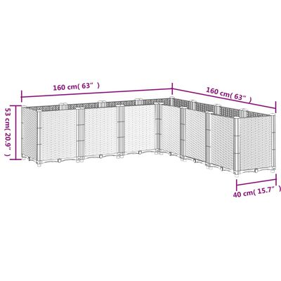 vidaXL Garden Planter White 160x160x53 cm PP