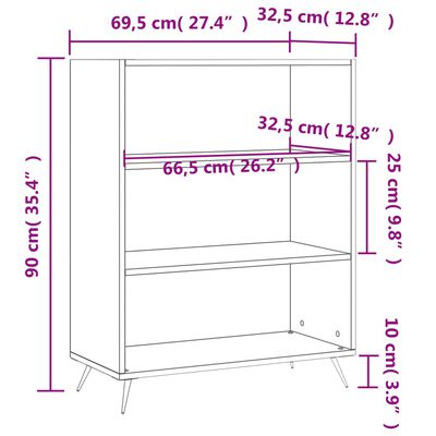 vidaXL Bookcase High Gloss White 69.5x32.5x90 cm Engineered Wood