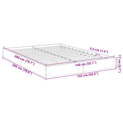 vidaXL Bed Frame without Mattress Smoked Oak 140x200 cm Engineered Wood