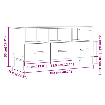 vidaXL TV Cabinet White 102x36x50 cm Engineered Wood