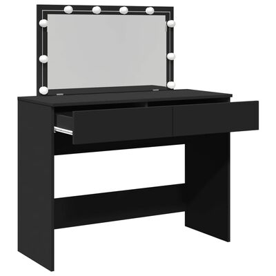 vidaXL Dressing Table with LED Black 100x40x120 cm