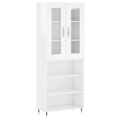 vidaXL Highboard High Gloss White 69.5x34x180 cm Engineered Wood